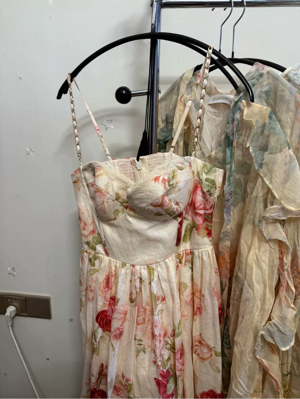 Zimmermann Peach Floral Lace-Trim Midi Dress - Picture 4 of 9
